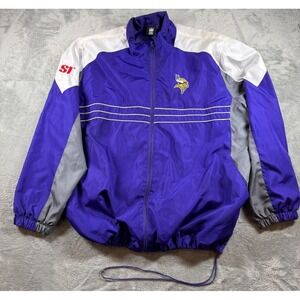 Vtg Vikings Reebok NFL Jacket XL Purple Windbreaker Team Sideline Y2K